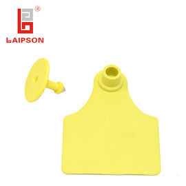 Middle Size Livestock Cattle Ear Tags Anti Fading Yellow 79*56mm TPU Material